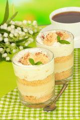 Delicious dessert with banana and caramel