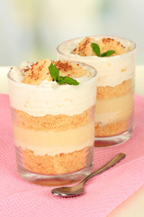 Delicious dessert with banana and caramel