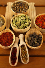 Many different spices and fragrant herbs