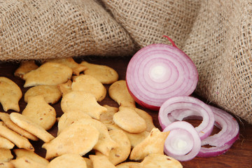Delicious crackers with onion