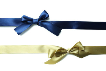 Fototapeta premium Color gift satin ribbon bows, isolated on white