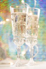 Champagne glasses on celebration table