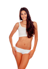 Fototapeta premium Girl with long hair in white underwear