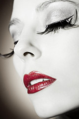 Fototapeta premium Beautiful woman face with perfect make up