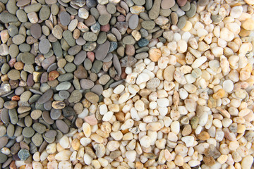 Grey and white small sea stones, close up