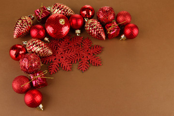 Beautiful Christmas decorations on brown background