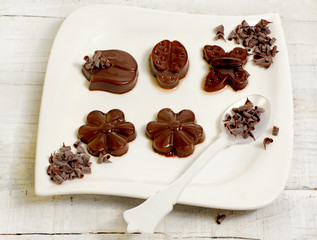 chocolate pudding with funny shapes