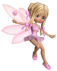 Fototapeta na wymiar Cute Toon Ballerina Fairy in Pink - jumping
