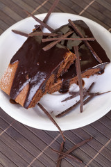 delicious traditional homemade cake topped with chocolate