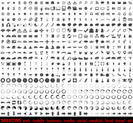 Large set of 500 detailed web icons