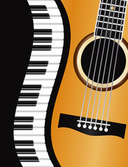 Fototapeta premium Piano Wavy Border with Guitar Illustration