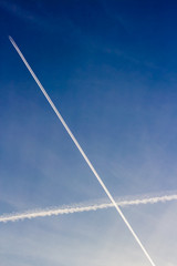 White trails in the sky