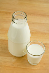 Glass of milk and bottle