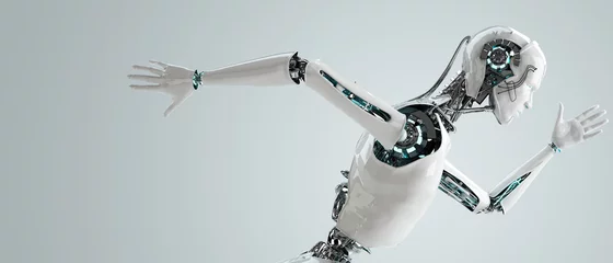 Fotobehang robot android men running © jim