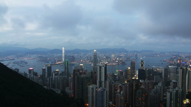 Hong Kong Victoria Harbour Day to Night Time lapse