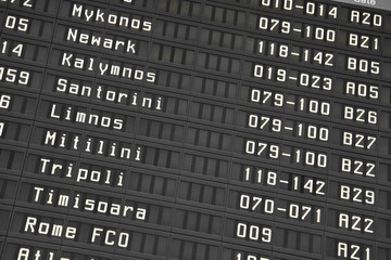 Flight information board in airport