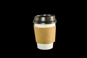 Paper coffee cup with isolated black background