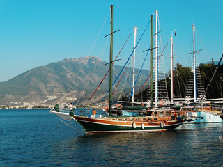 Fototapeta na wymiar yacht in the mediterranean sea turkey