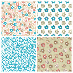 Set of seamless flower patterns