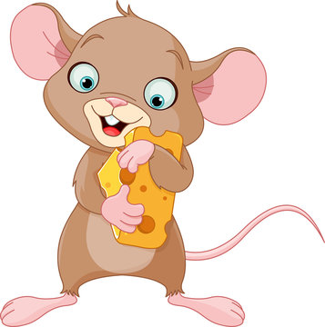 Mouse holding a piece of cheese