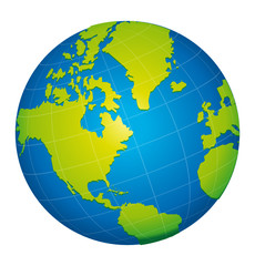 World globe icon. American view. Green concept.