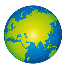 World globe icon. Asian and Russia view. Green concept.