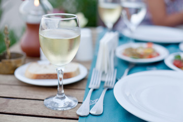 Glass of white wine.