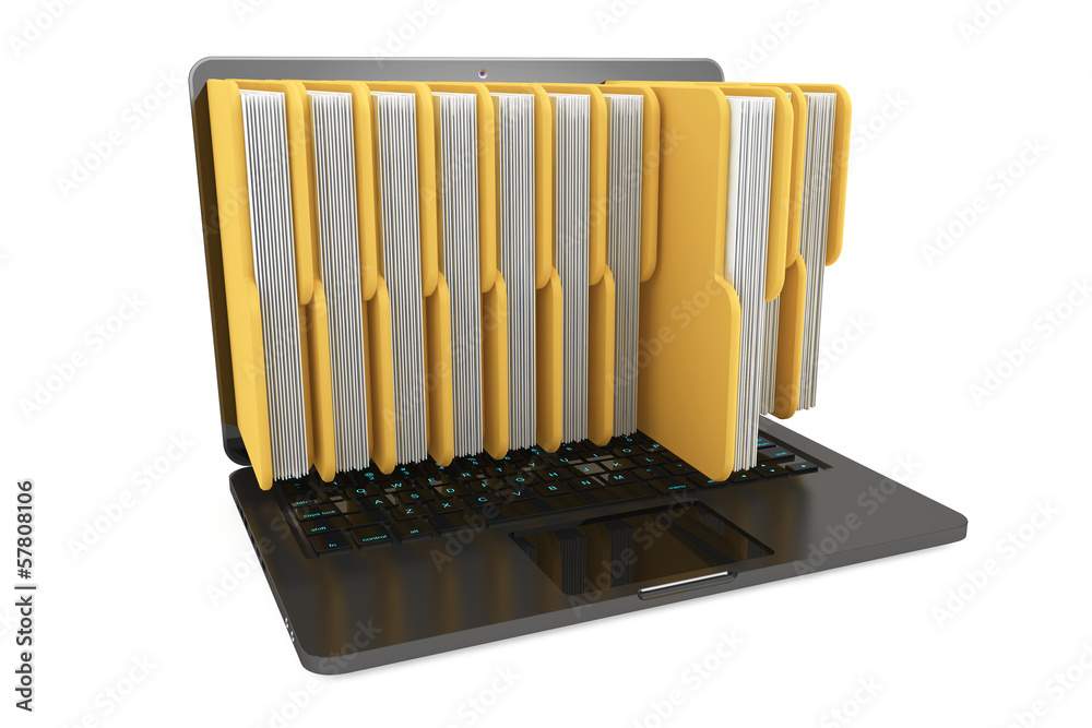 Aufkleber laptop computer with folders