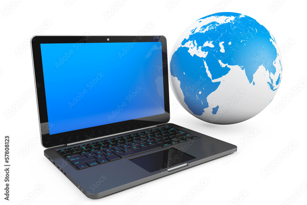 Aufkleber Laptop computer with Earth Globe