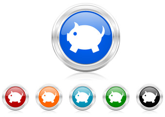 piggy bank icon vector set