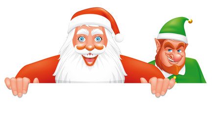 Santa and elf banner