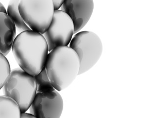 Black and white balloons concept on white