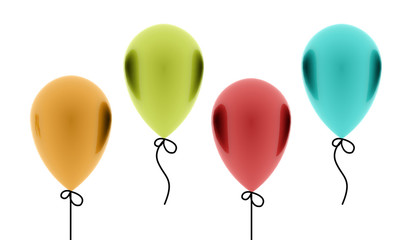 Four colored balloons isolated