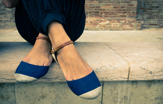 woman feet crossed