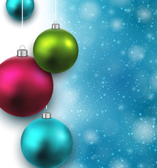 Blue background with christmas balls.
