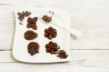 chocolate pudding with funny shapes