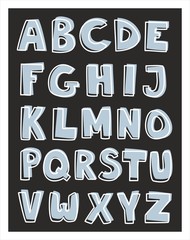 Alphabet letters hand drawn vector set isolated on black