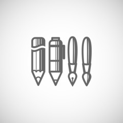 set of drawing and writing tools