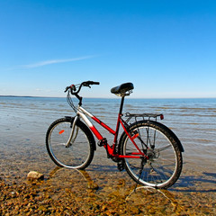 Fototapeta na wymiar Bicycle on the beach.