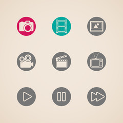 flat icons for web applications with creative industry items