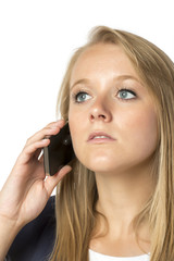 Blond phoning woman