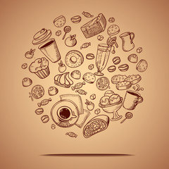 Hand drawing coffee circle