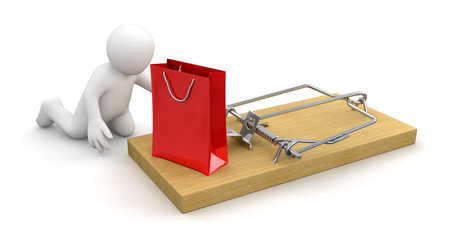 Man and Mousetrap with bag (clipping path included)