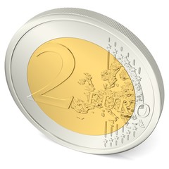 Zwei Euro Münze von oben