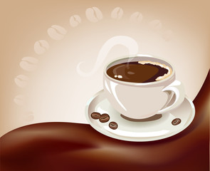 cup of coffee on a chocolate background