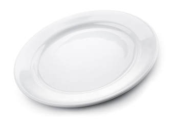 White empty plate isolated on white background