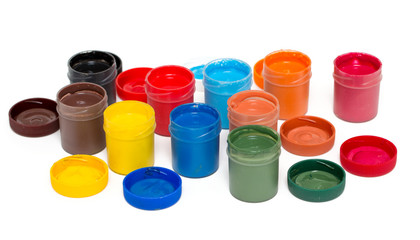 colorful gouache isolated on white