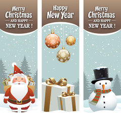Merry christmas, happy new year, santa claus, gift, snowman