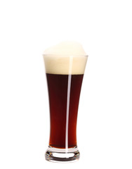 Closeup of brew glass with foam.