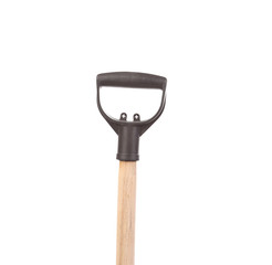 Close up of snow shovel handle.